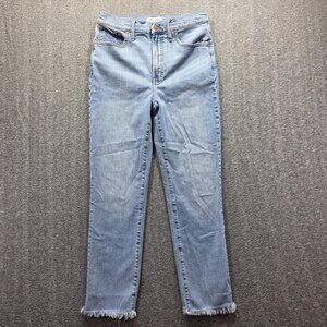 Madewell The Perfect Vintage Jean Womens 28 Light Wash Straight Raw Hem High